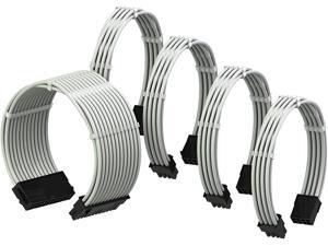 LINKUP - PSU Cable Extension Sleeved Custom Mod GPU PC Power Supply Braided w/Comb Kit | 1x 24 P (20+4) | 2X 8 P (4+4) CPU | 2X 8 P (6+2) GPU Set | 30CM 300MM - White LINKUP - PSU Cable Extension Sleeved Custom Mod GPU PC Power Supply Braided w/Comb Kit | 1x 24 P (20+4) | 2X 8 P (4+4) CPU | 2X 8 P (6+2) GPU Set | 30CM 300MM - White