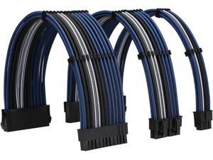 FormulaMod Power Supply Sleeved Cable 18AWG ATX 24P+ EPS 8-P+PCI-E8-P PSU Extension Cable Kit 30cm Length with Cable Combs (Black-Blue Black-White Black) FormulaMod Power Supply Sleeved Cable 18AWG ATX 24P+ EPS 8-P+PCI-E8-P PSU Extension Cable Kit 30cm Length with Cable Combs (Black-Blue Black-White Black)