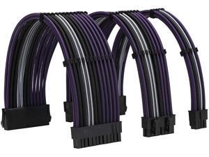 FormulaMod Power Supply Sleeved Cable 18AWG ATX 24P+ EPS 8-P+PCI-E8-P PSU Extension Cable Kit 30cm Length with Combs (Black-Purple Black-White Black) FormulaMod Power Supply Sleeved Cable 18AWG ATX 24P+ EPS 8-P+PCI-E8-P PSU Extension Cable Kit 30cm Length with Combs (Black-Purple Black-White Black)