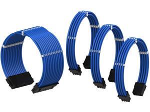 LINKUP - PSU Cable Extension Sleeved Custom Mod GPU PC Power Supply Braided w/Comb Kit | 1x 24 P (20+4) | 1x 8 P (4+4) CPU | 2X 8 P (6+2) GPU Set | 50CM 500MM - Blue LINKUP - PSU Cable Extension Sleeved Custom Mod GPU PC Power Supply Braided w/Comb Kit | 1x 24 P (20+4) | 1x 8 P (4+4) CPU | 2X 8 P (6+2) GPU Set | 50CM 500MM - Blue