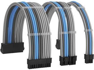FormulaMod Sleeve Extension Power Supply Cable Kit 18AWG ATX 24P+ EPS 8-P+PCI-E8-P with Combs for PSU to Motherboard/GPU Fm-NCK3 (Silver Grey Sky Blue) FormulaMod Sleeve Extension Power Supply Cable Kit 18AWG ATX 24P+ EPS 8-P+PCI-E8-P with Combs for PSU to Motherboard/GPU Fm-NCK3 (Silver Grey Sky Blue)