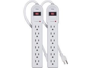 KMC 6-Outlet Surge Protector Power Strip 2-Pack, Overload Protection, 4-Foot Cord, 900 Joule - White KMC 6-Outlet Surge Protector Power Strip 2-Pack, Overload Protection, 4-Foot Cord, 900 Joule - White