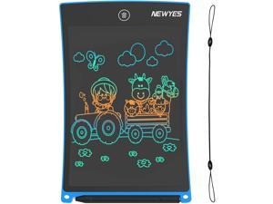 NEWYES 8.5 Inches Colored Doodle Board for Toddlers LCD Screen Writing Tablet with Lock Function Magnetic Drawing Board Erasable Doodles Notepad for Boys Kids Ages 3+ Blue with Lanyard
