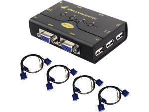 4 Port VGA KVM Switch with USB Hub and Audio Support Wireless Keyboard Mouse Connection and Push Button Switching Function 4 Port VGA KVM Switch with USB Hub and Audio Support Wireless Keyboard Mouse Connection and Push Button Switching Function