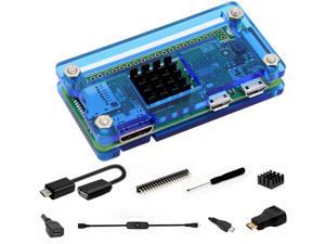 Raspberry Pi Zero 2 W Case, Raspberry Pi Zero W Case Kit with Pi Zero Heatsink, HDMI Adapter, Heatsink for Pi Zero W 2 / W/Pi Zero 1.3 / Pi Zero WH (Blue)