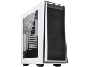 SilverStone Technology ATX Tower Computer Case with 120mm Exhaust Fan in White and Silver with Side Panel Window RL06WS-W