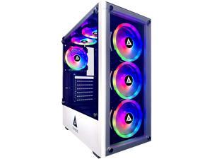 Apevia Genesis Pro G-PRO-WH Mid Tower Gaming Case with 2 x Tempered Glass Panel, Top USB3.0/USB2.0/Audio Ports, 6 x RGB Fans, White Frame Apevia Genesis Pro G-PRO-WH Mid Tower Gaming Case with 2 x Tempered Glass Panel, Top USB3.0/USB2.0/Audio Ports, 6 x RGB Fans, White Frame