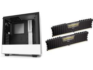 NZXT H510 - CA-H510B-W1 - Compact ATX Mid-Tower PC Gaming Case - White/Black & Corsair Vengeance LPX 16GB (2x8GB) DDR4 DRAM 3000MHz C15 Desktop Memory Kit - Black (CMK16GX4M2B3000C15)