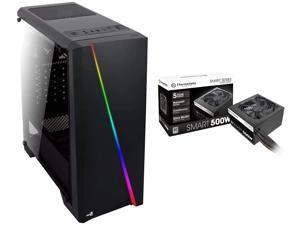 AeroCool Cylon RGB Mid Tower, Black & Thermaltake Smart 500W 80+ White Certified PSU, Continuous Power with 120mm Ultra Quiet Cooling Fan, ATX 12V V2.3/EPS 12V Active PFC Power Supply AeroCool Cylon RGB Mid Tower, Black & Thermaltake Smart 500W 80+ White Certified PSU, Continuous Power with 120mm Ultra Quiet Cooling Fan, ATX 12V V2.3/EPS 12V Active PFC Power Supply