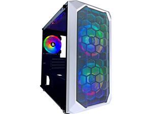 Apevia PRODIGY-WH Micro-ATX Gaming Case with 1 x Tempered Glass Panel, Top USB3.0/USB2.0/Audio Ports, 3 x RGB Fans, White Frame