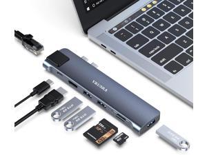 VKUSRA Docking Station, 8-in-1 USB C Hub with 4K HDMI, 1Ethernet, 1SD/ TF Card Reader, 3 USB Port, Type C Thunderbolt 3 4K 30HZ,100W PD, Compatible for MacBook Pro/Air VKUSRA Docking Station, 8-in-1 USB C Hub with 4K HDMI, 1Ethernet, 1SD/ TF Card Reader, 3 USB Port, Type C Thunderbolt 3 4K 30HZ,100W PD, Compatible for MacBook Pro/Air