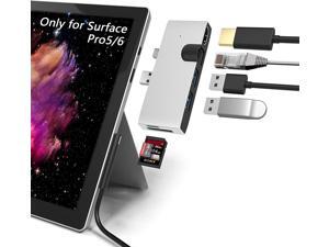 USB Hub for Surface Pro 5/6, Yeemie Dock Aluminum Docking Station with Gigabit Ethernet Port, 4K HDMI Port+3xUSB 3.0 Ports+SD/TF(Micro SD) Card Reader (Silver) USB Hub for Surface Pro 5/6, Yeemie Dock Aluminum Docking Station with Gigabit Ethernet Port, 4K HDMI Port+3xUSB 3.0 Ports+SD/TF(Micro SD) Card Reader (Silver)