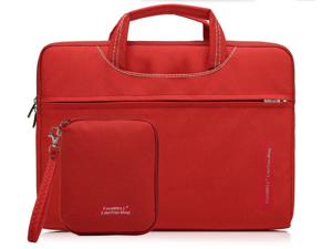 CoolBELL 17.3 Inch Nylon Laptop Bag Shoulder Bag with Strap Multicompartment Messenger Hand Bag Briefcase for Laptop/iPad Pro/Tablet MacBook/Ultrabook Red Men/Women/College 
