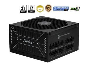 MSI MAG A850GLS PCIE5, Fully Modular Compact Gaming 850W Power Supply, 80+ Gold, ATX 3.1 & PCIe 5.1 Ready, Native Dual-color 12V-2x6 cable, Low-Noise, Embossed Jacket Cables, 10 Year Warranty