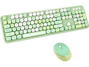 UBOTIE Colorful Computer Wireless Keyboard Mouse Combos Typewriter Flexible Keys Office Full-Sized Keyboard 2.4GHz Dropout-Free Connection and Optical Mouse (Green-Colorful) UBOTIE Colorful Computer Wireless Keyboard Mouse Combos Typewriter Flexible Keys Office Full-Sized Keyboard 2.4GHz Dropout-Free Connection and Optical Mouse (Green-Colorful)