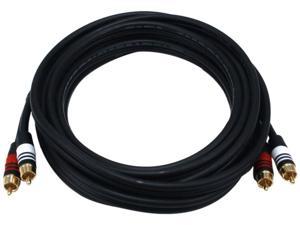 Monoprice Premium RCA Cable - 15 Feet - Black | 2 RCA Plug to 2 RCA Plug Male to Male 22AWG