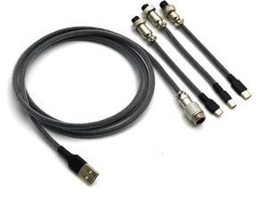 Double Sleeved Custom Keyboard Cable with Aviator Connector, Fits Type-c, Micro USB, and USB-Mini Mechanical Keyboards (Black) Double Sleeved Custom Keyboard Cable with Aviator Connector, Fits Type-c, Micro USB, and USB-Mini Mechanical Keyboards (Black)