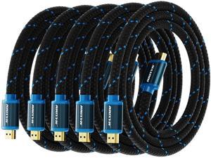 HDMI Cable 4K Ultra HD 2 Foot (5 Pack) Nylon Braided HDMI 2.0 Cable, High Speed 18Gbps 4K@60Hz HDR, 3D, 2160p, 1080p, HDCP 2.2, ARC, HDMI Cables for Monitors, HDTV HDMI Cable 4K Ultra HD 2 Foot (5 Pack) Nylon Braided HDMI 2.0 Cable, High Speed 18Gbps 4K@60Hz HDR, 3D, 2160p, 1080p, HDCP 2.2, ARC, HDMI Cables for Monitors, HDTV