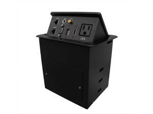 ZESHAN Desk Pop Up Socket Recessed Power Hub Data Tap with US Power,VGA,HDMI,USB,3.5 Audio for Kitchen Countertop Conference Table Office UL Listed,Black ZESHAN Desk Pop Up Socket Recessed Power Hub Data Tap with US Power,VGA,HDMI,USB,3.5 Audio for Kitchen Countertop Conference Table Office UL Listed,Black