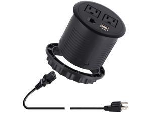 Zeshan Power Outlet Black Grommet with 2 USB Ports 2 AC 1 RJ45 1 Power Cord for Desk Table Office Home School Hotel Zeshan Power Outlet Black Grommet with 2 USB Ports 2 AC 1 RJ45 1 Power Cord for Desk Table Office Home School Hotel