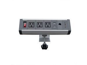 Zeshan Desk Clamp Power Outlet Edge Mount Removable UL Listed with 3 US Plugs Double Break Switch 2 USB Ports RJ45 HDMI with 6.5ft for Office Home Black Zeshan Desk Clamp Power Outlet Edge Mount Removable UL Listed with 3 US Plugs Double Break Switch 2 USB Ports RJ45 HDMI with 6.5ft for Office Home Black