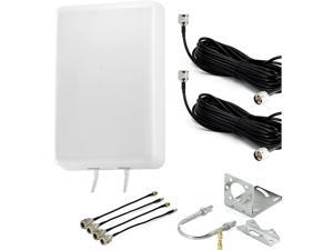 4G LTE Panel MIMO Antenna Kit, Fixed Mount Wide Band MIMO Antenna with Dual Cable SMA Cable Adapters and Mounting Kit, Frequencies 800-2700MHz, 2 x 8dBi Gain 4G LTE Panel MIMO Antenna Kit, Fixed Mount Wide Band MIMO Antenna with Dual Cable SMA Cable Adapters and Mounting Kit, Frequencies 800-2700MHz, 2 x 8dBi Gain