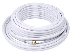 Monoprice 50ft RG6 (18AWG) 75Ohm, Quad Shield, CL2 Coaxial Cable with F Type Connector - White Monoprice 50ft RG6 (18AWG) 75Ohm, Quad Shield, CL2 Coaxial Cable with F Type Connector - White