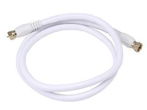 Monoprice 3ft RG6 (18AWG) 75Ohm, Quad Shield, CL2 Coaxial Cable with F Type Connector - White Monoprice 3ft RG6 (18AWG) 75Ohm, Quad Shield, CL2 Coaxial Cable with F Type Connector - White