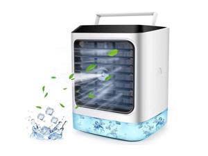 Portable Air Conditioner Mini Air Cooler with Humidifier Air Purifier, Air Conditioner, Misting Fan with 7 Colors Light Changing, Desktop Cooling Fan