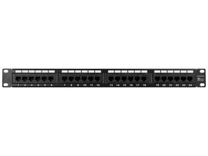 Monoprice 24-Port Cat6 Patch Panel, 110 Type (568A/B Compatible) Black Painted Steel Panel, UL Listed