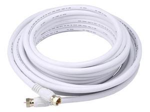 Monoprice 25ft RG6 (18AWG) 75Ohm, Quad Shield, CL2 Coaxial Cable with F Type Connector - White Monoprice 25ft RG6 (18AWG) 75Ohm, Quad Shield, CL2 Coaxial Cable with F Type Connector - White