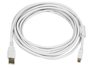 Monoprice USB 2.0 Cable - 15 Feet - White | USB Type-A to USB Mini-B 2.0 Cable - 5-Pin, 28/24AWG, Gold Plated Monoprice USB 2.0 Cable - 15 Feet - White | USB Type-A to USB Mini-B 2.0 Cable - 5-Pin, 28/24AWG, Gold Plated