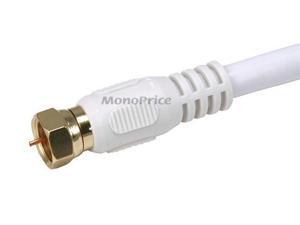 Monoprice 6ft RG6 (18AWG) 75Ohm, Quad Shield, CL2 Coaxial Cable with F Type Connector - White
