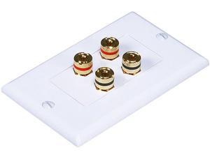 Monoprice High Quality Banana Binding Post Two-Piece Inset Wall Plate - White - Coupler Type For 2 Speakers Monoprice High Quality Banana Binding Post Two-Piece Inset Wall Plate - White - Coupler Type For 2 Speakers