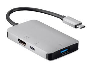Monoprice USB-C to USB3.0 A + USB 3.0 A(BC1.2) + VGA + HDMI (4k@30Hz) + RJ45 + USB C data | 100w, Aluminum Alloy, Nickel Plated adaptor