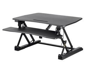 Monoprice Electric Sit-Stand Riser Desk Converter - Black (35.4 x 23.2in) Table Top for Single Display, Height Adjustable 5.9"-18.9"