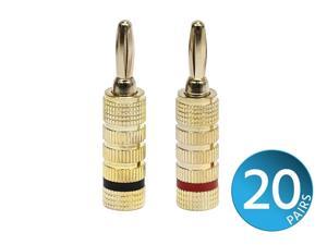Monoprice 20 PAIRS Of HighQuality Gold Plated Speaker Banana Plugs Closed Screw Type