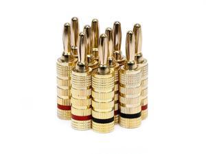 Monoprice High Quality Gold Plated Speaker Banana Plugs  5 Pairs  Closed Screw Type For Speaker Wire Home Theater Wall Plates And More