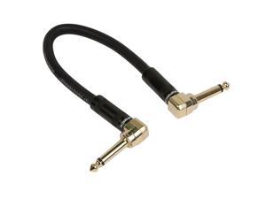 Monoprice Premier Series 1/4 Inch (TS) Guitar Pedal Patch Cable Cord - 8 Inch - Black With Right Angle Connectors