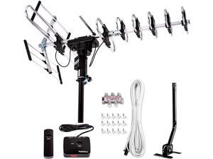 [Newest 2020] FiveStar Outdoor TV Antenna 200-Mile Long Range, 360 Degree Directional Rotation, Amplified, HDTV, Water Resistant, UV Resistant, Come with Installation Kit and Mounting Pole