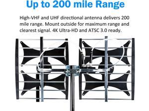 Newest 2021 Five Star MultiDirectional 4V HDTV Antenna  up to 200 Mile Range for Smart TV UHFVHF Indoor Attic Outdoor 4K Ready 1080P FM Radio w 40ft RG6 coaxial Cable Mounting Pole No Kit
