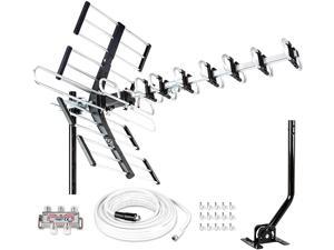 Five Star up to 200 Mile Long Range Outdoor HDTV Antenna for smartold TVs Attic or Roof Mount TV Antenna Long Range Digital OTA Antenna for 4K 1080P VHF UHF Supports 4 TVs Installation Kit J Mount