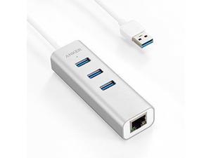 Anker Unibody Aluminum 3-Port USB 3.0 and Gigabit Ethernet Hub with 1.3ft / 40cm USB 3.0 Cable [Ethernet Port RTL8153 Chipset + USB Ports VL812 Chipset]