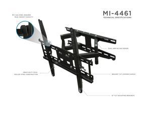 Articulating TV Wall Mount Corner Bracket, VESA 400 x 400 Compatible, Stable Dual Arm Full Motion, Swivel, Tilt Fits 32, 37, 40, 42, 47, 50 Inch TVs, 115 Lbs Capacity With HDMI Cable Black