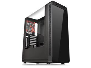 Thermaltake View 27 Black Edition Gull Wing Window SPCC ATX Mid Tower Tt LCS Certified Computer Chassis with Red LED Riing Fan CA-1G7-00M1WN-02