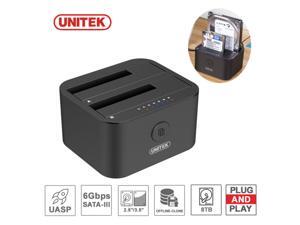 UNITEK 2.5" 3.5" HDD Docking Station Offline Clone Dual Bay SATA + USB Type C UNITEK 2.5" 3.5" HDD Docking Station Offline Clone Dual Bay SATA + USB Type C