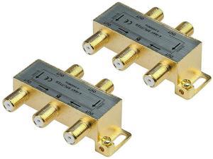 iMBAPrice 110015-2 (2-Pack) Glod Plated 2.4 Ghz 4-Way Coaxial Cable Splitter F-Type Screw Video Satellite Splitter/VCR/C