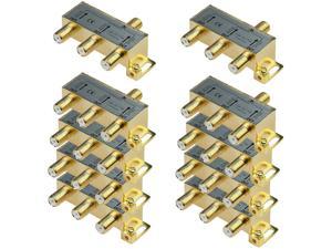iMBAPrice 110014-10 (10-Pack) Glod Plated 2.4 Ghz 3-Way Coaxial Cable Splitter F-Type Screw for Video Satellite Splitter