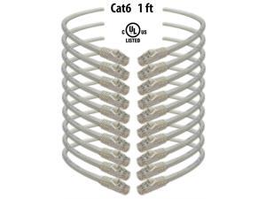 iMBAPrice Cat6 Snagless Ethernet Patch Cable in White (1 Feet) - 10 Pack