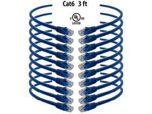 iMBAPrice (10 Pack) Blue 3 Feet (3ft) Molded UTP Cat6 Ethernet Network Patch Cable RJ45 M/M